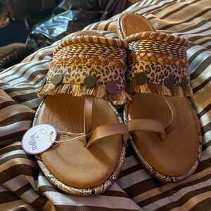 Vegan Leopard Print Sandals